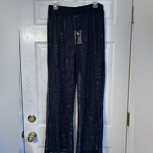 Black mesh swim coverup pants, size M